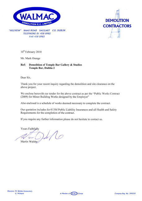 Mark Orange - Ref: Demolition Temple Bar Gallery and Studios, 2010